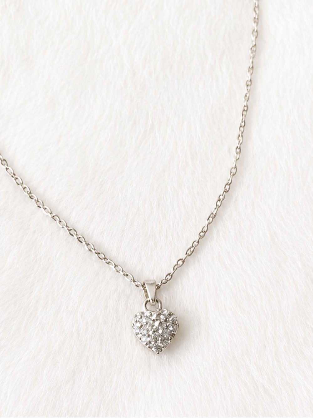 925 Sterling Silver Pave Heart Pendant Necklace CZ Love Gift for Her